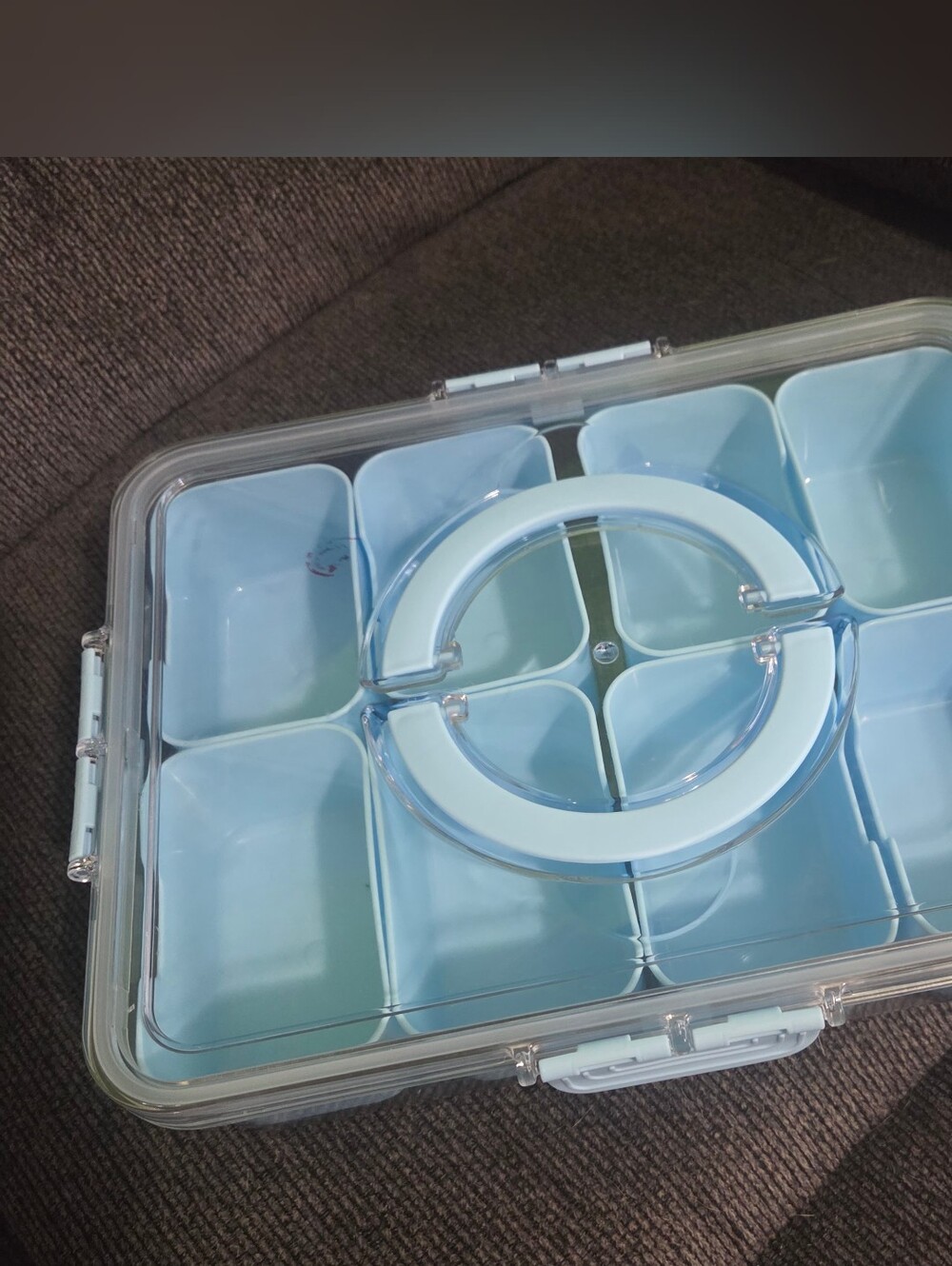 Light Blue Multi-Compartment Snack & Storage Organizer